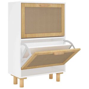 vidaXL feh&eacute;r szerelt fa &eacute;s term&eacute;szetes rattan cipőszekr&eacute;ny 52x25x80 cm