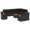 vidaXL 11 r&eacute;szes fekete polyrattan kerti &uuml;lőgarnit&uacute;ra p&aacute;rn&aacute;kkal