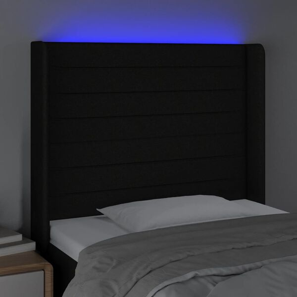 vidaXL fekete sz&ouml;vet LED-es fejt&aacute;mla 83x16x118/128 cm