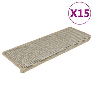 vidaXL 15 db sziz&aacute;l hat&aacute;s&uacute; vil&aacute;gosz&ouml;ld &ouml;ntapad&oacute; l&eacute;pcsőszőnyeg 65x21x4 cm