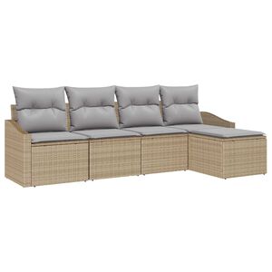 vidaXL Kanap&eacute; Szett p&aacute;rn&aacute;val 5 pcs Beige &eacute;s Vil&aacute;gossz&uuml;rke polirattan