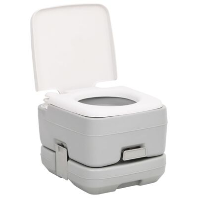 vidaXL szürke-fehér HDPE hordozható kemping WC 10+10 L