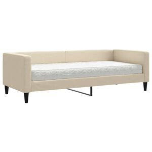 vidaXL kr&eacute;msz&iacute;nű sz&ouml;vet kanap&eacute;&aacute;gy matraccal 80 x 200 cm