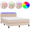 vidaXL cappuccino sz&iacute;nű műbőr rug&oacute;s &aacute;gy matraccal &eacute;s LED-del 140x200cm