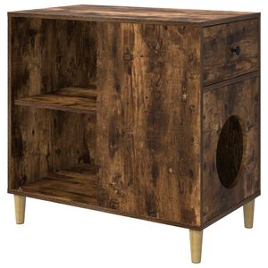 vidaXL Macska H&aacute;z F&uuml;st&ouml;s T&ouml;lgy 72 x 42,5 x 70 cm Szerelt Fa