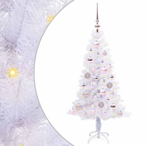 vidaXL Mű kar&aacute;csonyfa 150 LED-del &aacute;llv&aacute;nnyal Feh&eacute;r 120 cm PVC &eacute;s Ac&eacute;l