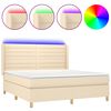 vidaXL kr&eacute;msz&iacute;nű sz&ouml;vet rug&oacute;s &eacute;s LED-es &aacute;gy matraccal 180 x 200 cm