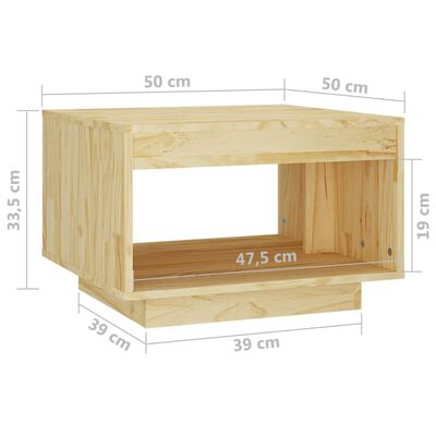 vidaXL tömör fenyőfa dohányzóasztal 50 x 50 x 33,5 cm