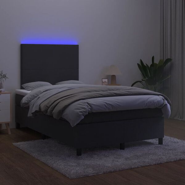 vidaXL fekete b&aacute;rsony rug&oacute;s &eacute;s LED-es &aacute;gy matraccal 120x200 cm