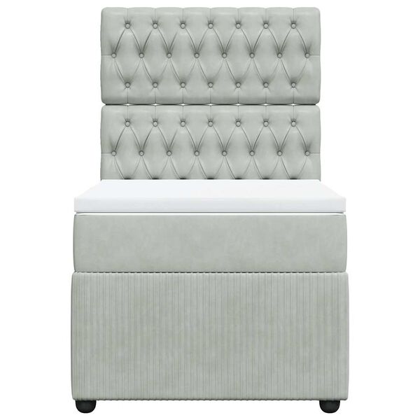 vidaXL világosszürke bársony rugós ágy matraccal 90 x 200 cm