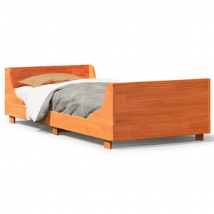 vidaXL viaszbarna t&ouml;m&ouml;r fenyőfa &aacute;gy matrac n&eacute;lk&uuml;l 75 x 190 cm