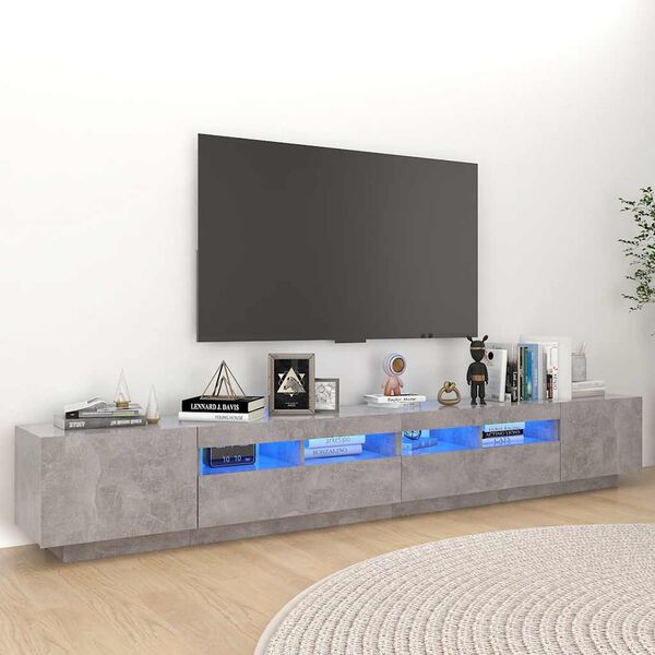 vidaXL betonsz&uuml;rke TV-szekr&eacute;ny LED-l&aacute;mp&aacute;kkal 260 x 35 x 40 cm