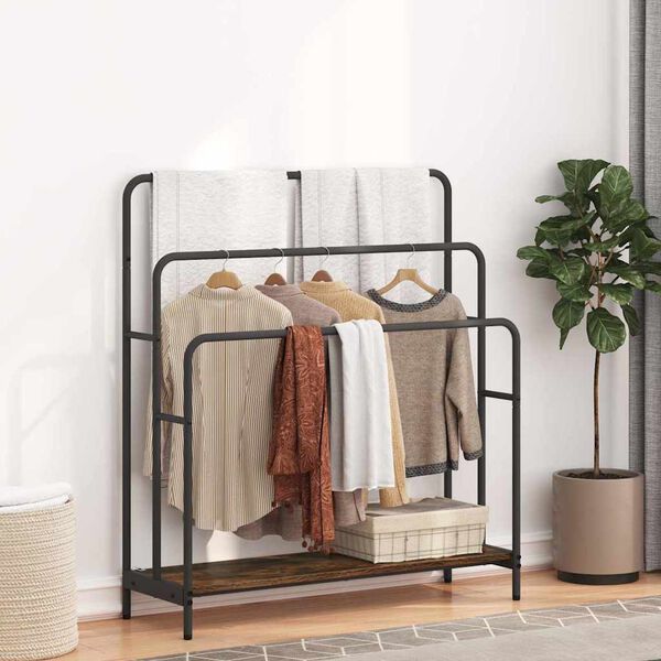 vidaXL Ruhasz&aacute;r&iacute;t&oacute; polcokkal F&uuml;st&ouml;lt t&ouml;lgy 90 x 30 x 100,5 cm Faanyag