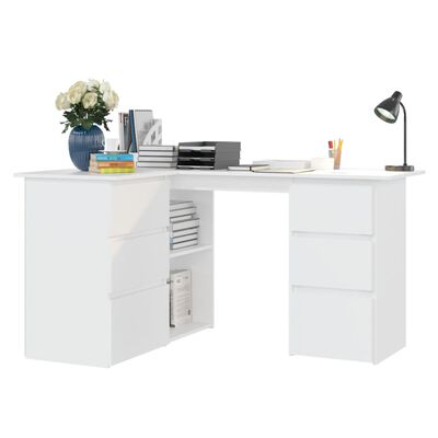 vidaXL fehér forgácslap sarok íróasztal 145 x 100 x 76 cm
