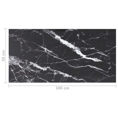 vidaXL fekete edzett üveg asztallap márványdizájnnal 100 x 50 cm 6 mm