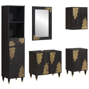 vidaXL F&uuml;rdőszobai Szekr&eacute;ny Szett 5 db Fekete 62 x 33 x 58 cm