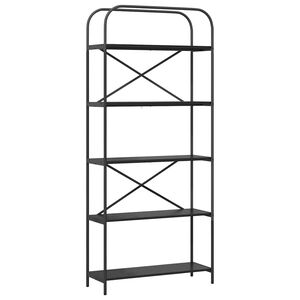 vidaXL K&ouml;nyvespolc 5 szintes 80 x 30 x 183 cm Szerelt fa Fekete t&ouml;lgy