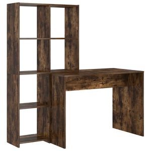 vidaXL Asztal polcokkal F&uuml;st&ouml;lt t&ouml;lgy 138,5 x 55 x 143 cm Szerelt Fa