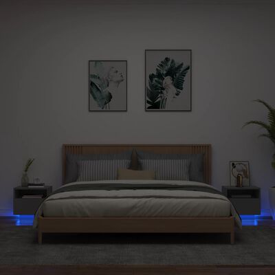 vidaXL 2 db fekete éjjeliszekrény LED-világítással 40 x 39 x 37 cm