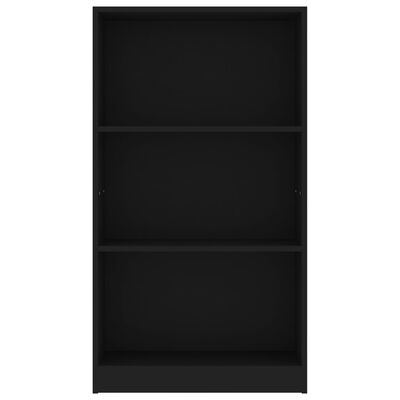 vidaXL 3 szintes fekete szerelt fa könyvszekrény 60 x 24 x 109 cm