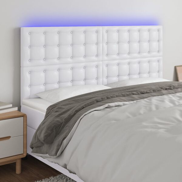 vidaXL feh&eacute;r műbőr LED-es fejt&aacute;mla 180x5x118/128 cm