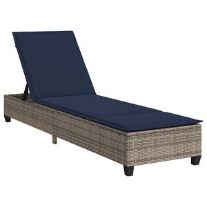 vidaXL sz&uuml;rke polyrattan napoz&oacute;&aacute;gy p&aacute;rn&aacute;kkal 55x200x25,5 cm