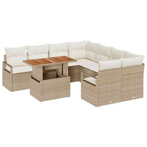 vidaXL Kerti Kanap&eacute; Szett 9 db 8-&Uuml;lőhelyek sz&aacute;ma Beige &eacute;s kr&eacute;m