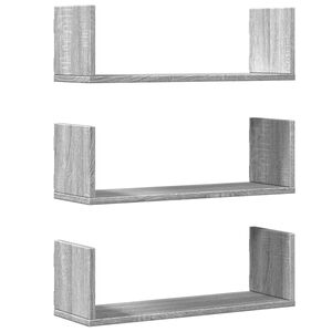 vidaXL 3 db sz&uuml;rke sonoma sz&iacute;nű szerelt fa fali polc 58 x 18 x 18 cm