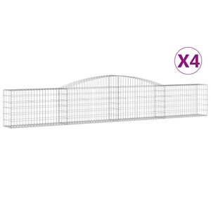 vidaXL 4 db &iacute;ves horganyzott vas gabion kos&aacute;r 400x30x60/80 cm