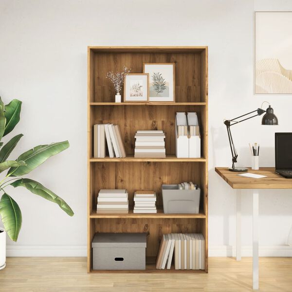 vidaXL k&eacute;zműves t&ouml;lgy sz&iacute;nű szerelt fa k&ouml;nyvespolc 80 x 30 x 152 cm