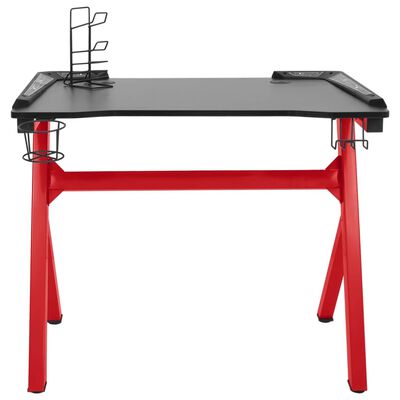vidaXL fekete-piros Y-lábú LED-es gamer asztal 110 x 60 x 75 cm