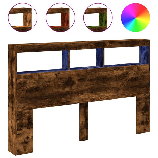 vidaXL f&uuml;st&ouml;s t&ouml;lgy sz&iacute;nű &aacute;thidal&oacute;szekr&eacute;ny LED-ekkel 160x17x102 cm