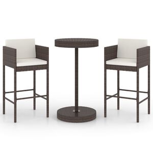 vidaXL 3 r&eacute;szes barna polyrattan kerti b&aacute;rszett p&aacute;rn&aacute;kkal