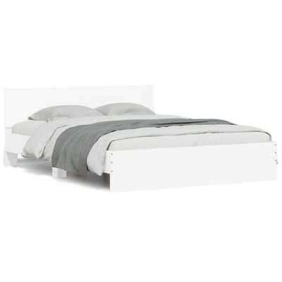 vidaXL fehér ágykeret fejtámlával és LED-del 150 x 200 cm