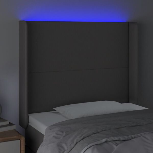vidaXL szürke műbőr LED-es fejtámla 83x16x118/128 cm