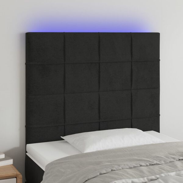 vidaXL fekete bársony LED-es fejtámla 80x5x118/128 cm