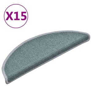 vidaXL 15 db lépcsőszőnyeg 56 x 17 x 3 cm tengerkék félkör alakú
