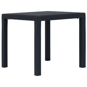 vidaXL antracitsz&uuml;rke rattan k&uuml;llemű műanyag kerti asztal 79x79x72 cm