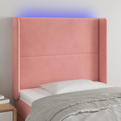 vidaXL rózsaszín bársony LED-es fejtámla 83x16x118/128 cm