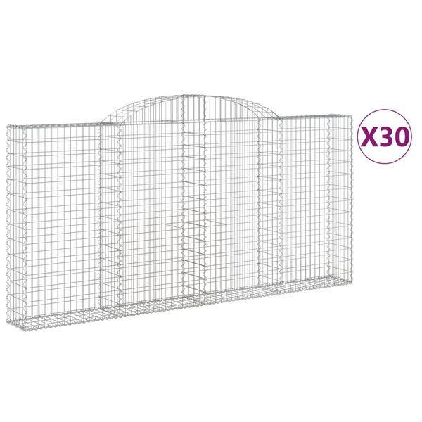 vidaXL 30 db &iacute;ves horganyzott vas gabion kos&aacute;r 300x30x140/160 cm