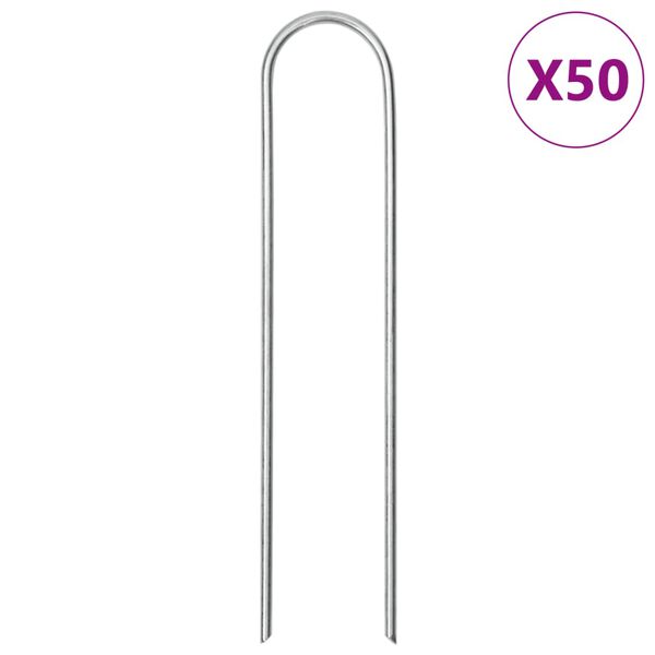 vidaXL 50 db U-alakú horganyzott acél földcövek 15 x 3,5 cm