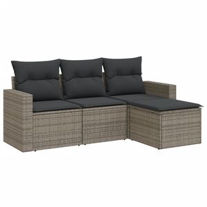 vidaXL 4 r&eacute;szes sz&uuml;rke polyrattan kerti &uuml;lőgarnit&uacute;ra p&aacute;rn&aacute;kkal
