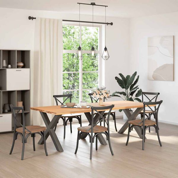 vidaXL 3 db antracitsz&uuml;rke X-alak&uacute; ac&eacute;l &eacute;tkezőasztall&aacute;b 90 x (72-73) cm