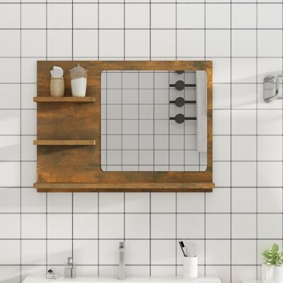 vidaXL füstös tölgyszínű szerelt fa fürdőszobatükör 60 x 10,5 x 45 cm