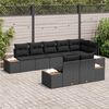 vidaXL Kerti Kanap&eacute; Szett p&aacute;rn&aacute;val t&aacute;rol&oacute;val 8 pcs Fekete Polyrattan