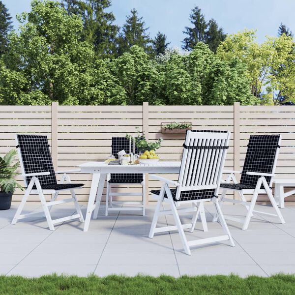 vidaXL 4 db fekete kock&aacute;s sz&ouml;vet magas h&aacute;tt&aacute;ml&aacute;j&uacute; sz&eacute;kp&aacute;rna