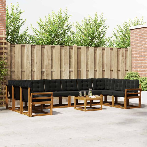 vidaXL K&uuml;lt&eacute;ri kanap&eacute; szett p&aacute;rn&aacute;val 11 pcs Term&eacute;szetes &eacute;s fekete