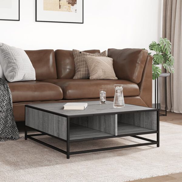 vidaXL sz&uuml;rke sonoma szerelt fa &eacute;s f&eacute;m doh&aacute;nyz&oacute;asztal 80 x 80 x 30 cm