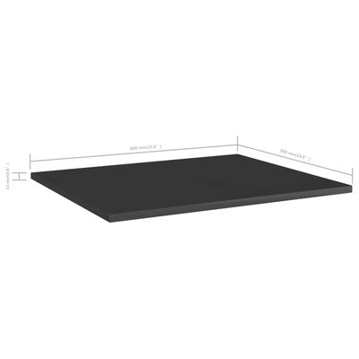 vidaXL 8 db magasfényű fekete forgácslap könyvespolc 60 x 50 x 1,5 cm