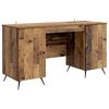 vidaXL Asztal polcokkal ajt&oacute;val Antik Fa 142,5 x 50 x 75 cm Szerelt Fa